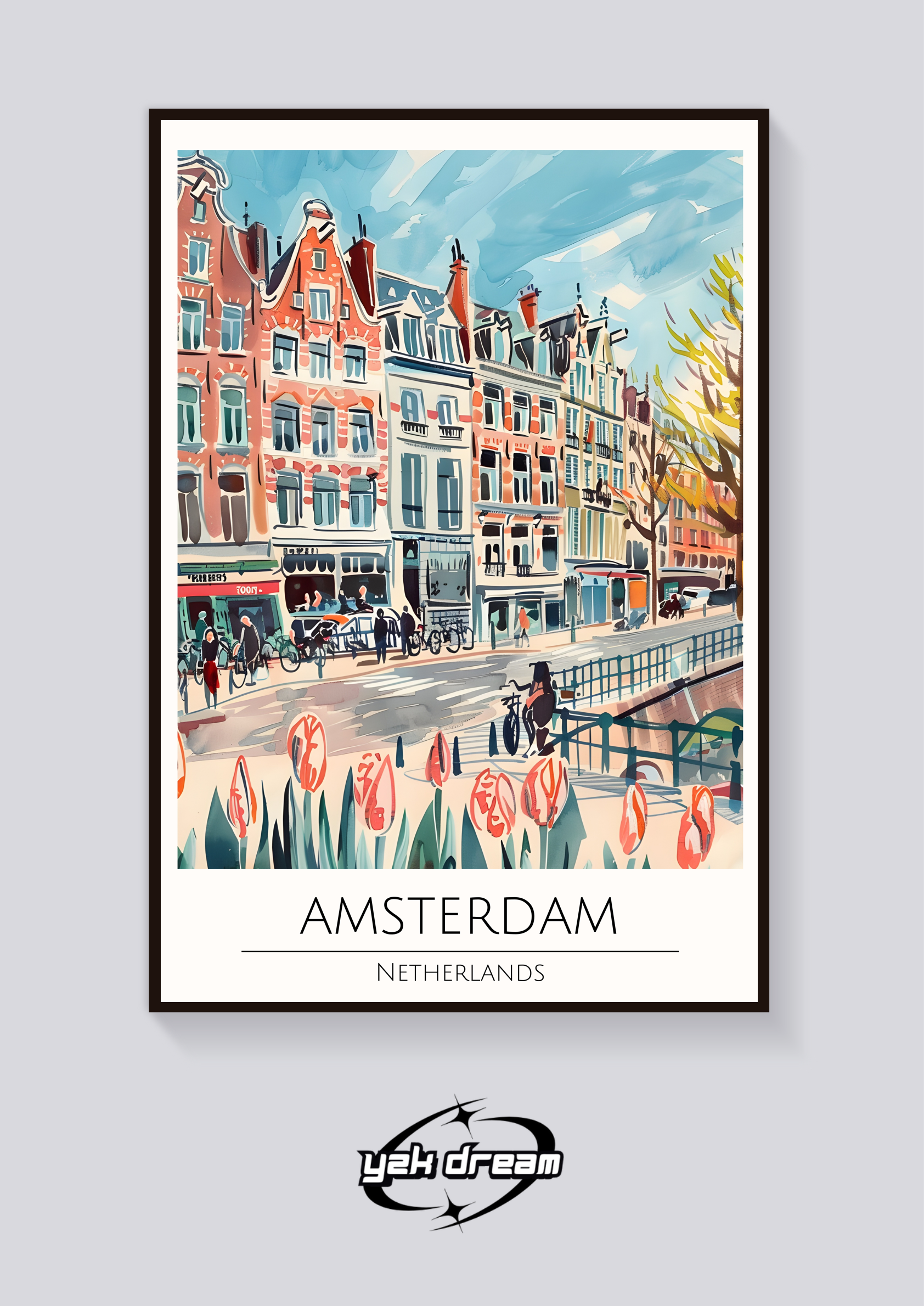 Amsterdam Canals & Tulips Poster