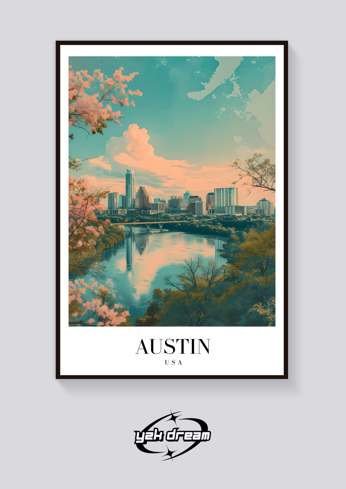 Vintage Austin Texas Travel Poster - Skyline Art Print