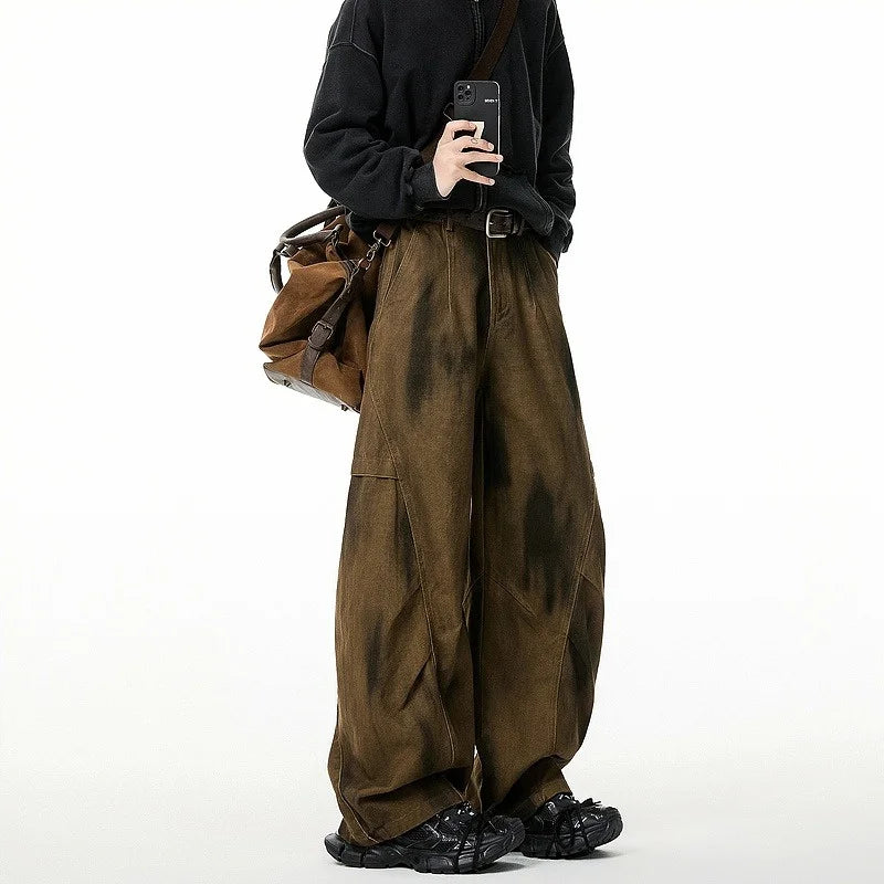 Autumn Pleated Distressed Y2K Baggy Jeans