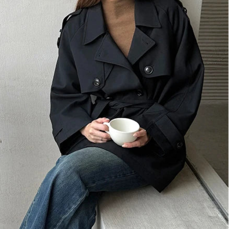 Autumnal Y2K Double Breasted Belt Trench Coat