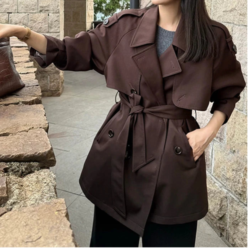 Autumnal Y2K Double Breasted Belt Trench Coat