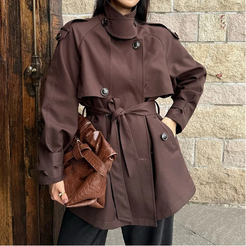 Autumnal Y2K Double Breasted Belt Trench Coat