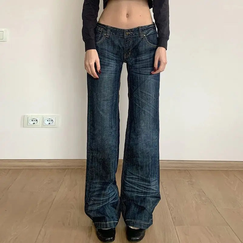Baggy Grunge Y2K Micro Flare Denim Jeans