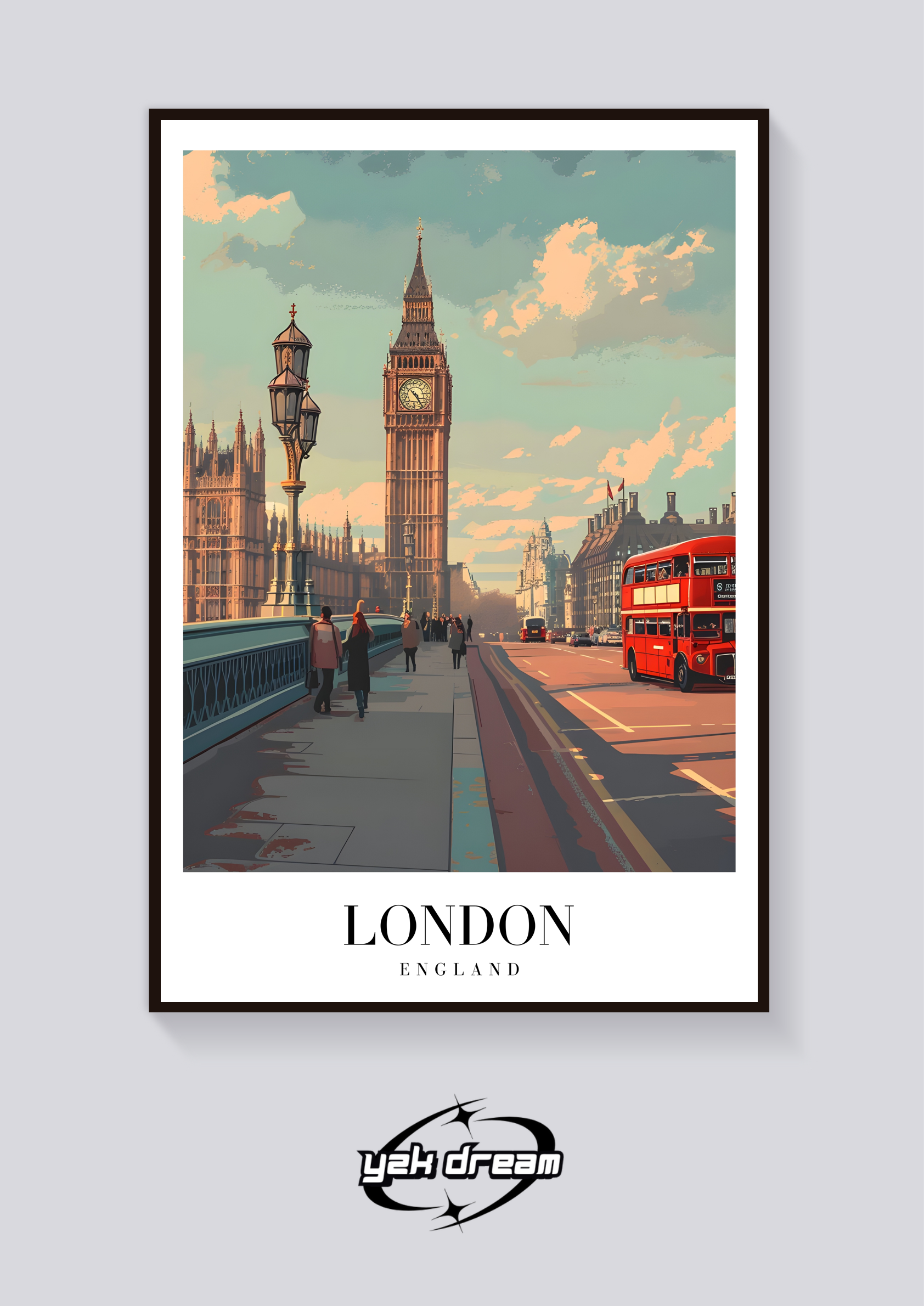 Big Ben Bus Vintage Poster