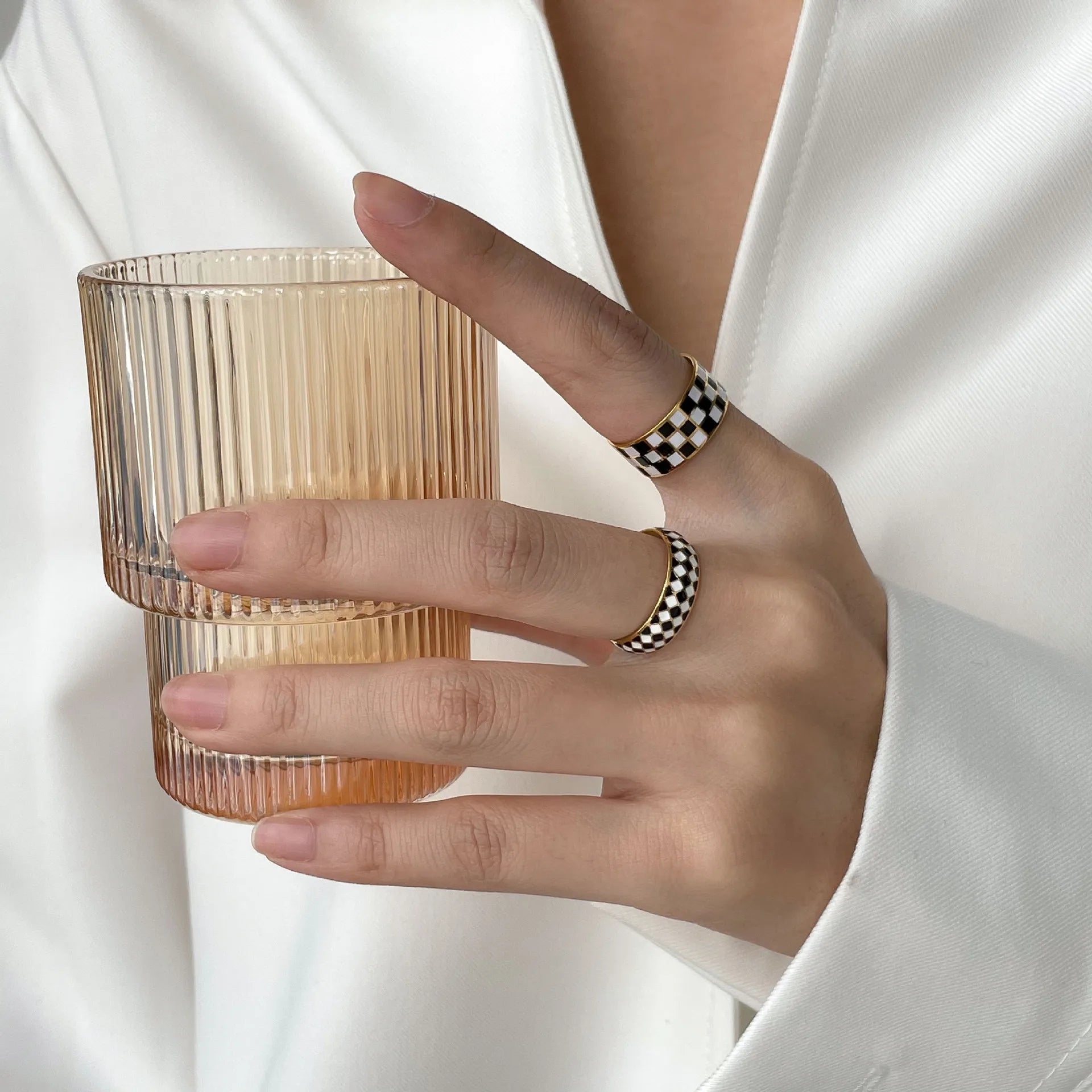 Black And White Checkerboard Ring