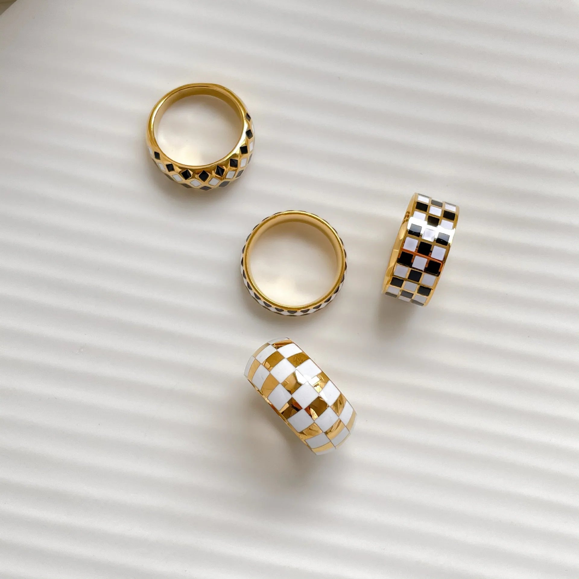 Black And White Checkerboard Ring