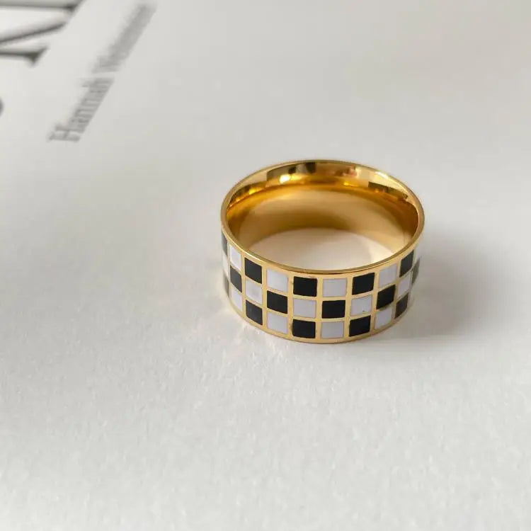 Black And White Checkerboard Ring