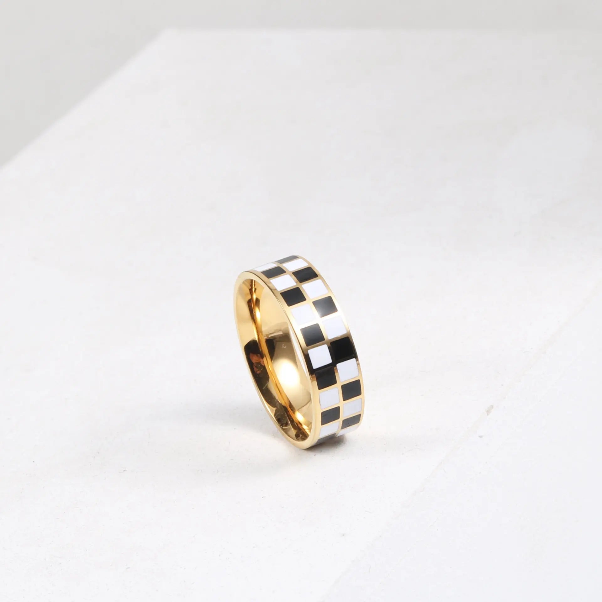 Black And White Checkerboard Ring