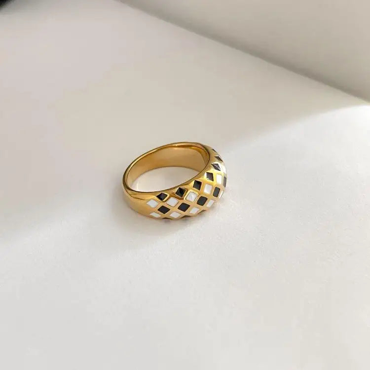 Black And White Checkerboard Ring