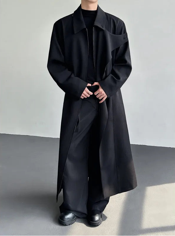 Black Y2K Mens Trench Coat