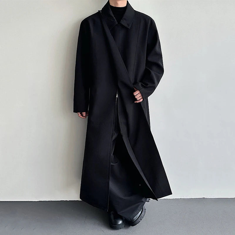 Black Y2K Mens Trench Coat