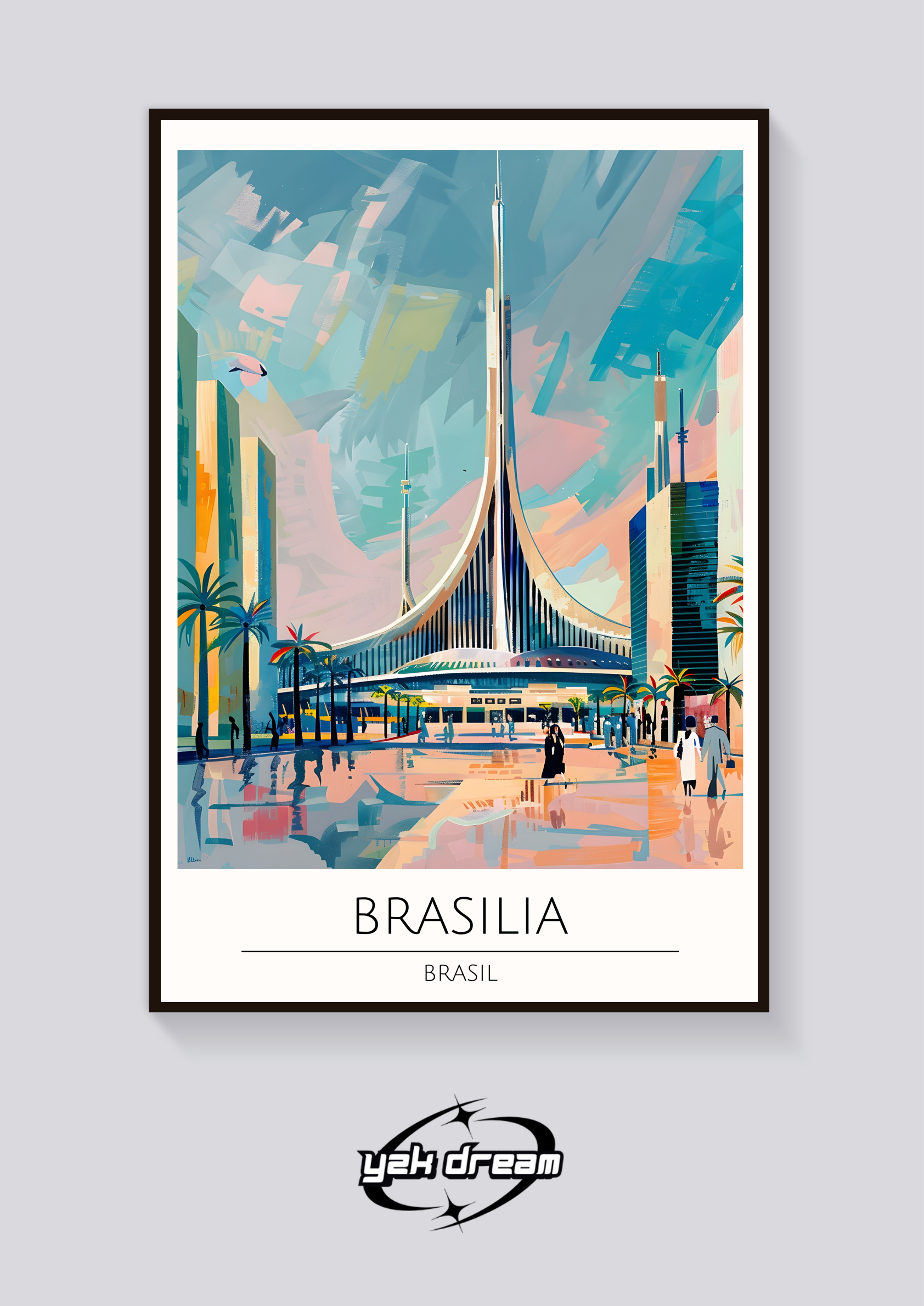 Brasilia Cathedral Art Deco Poster