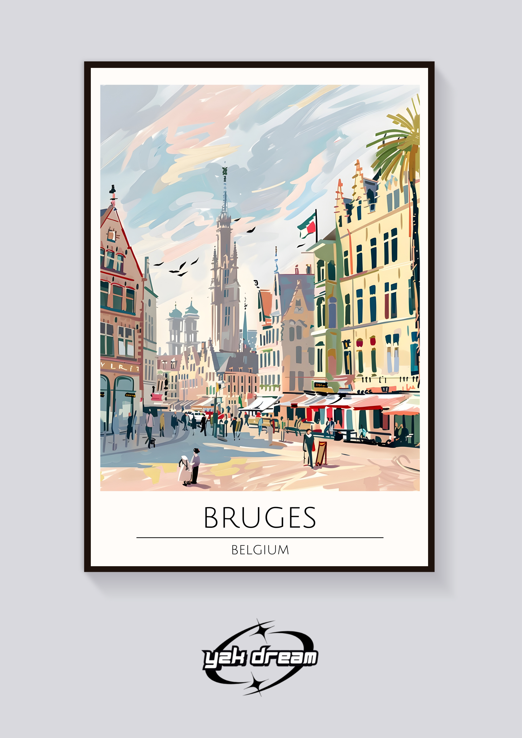 Bruges Belgium Art Deco Poster