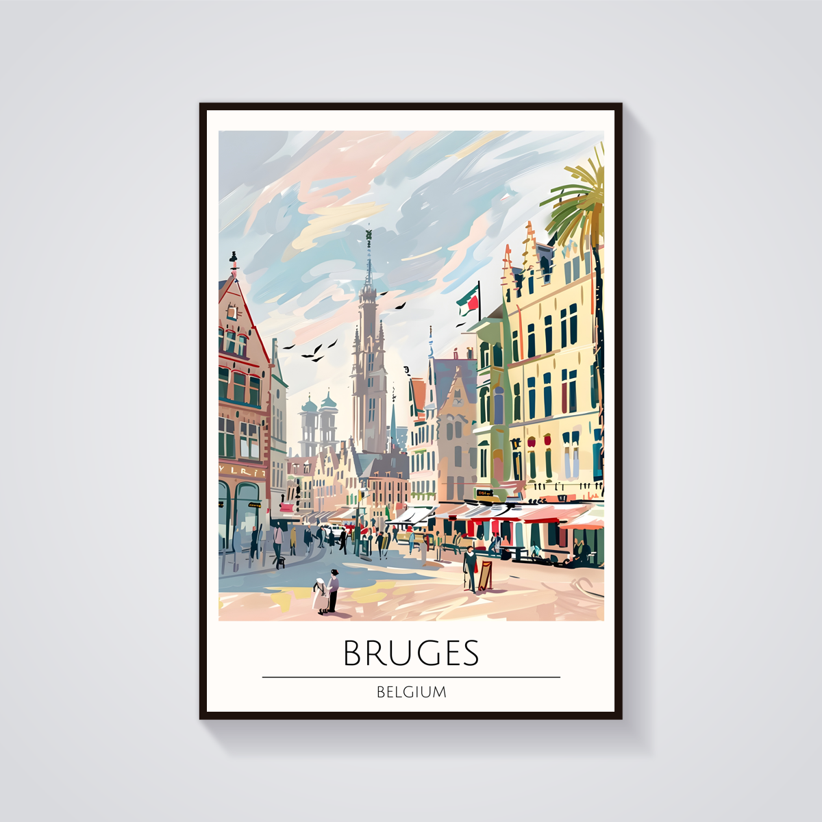 Bruges Belgium Art Deco Poster