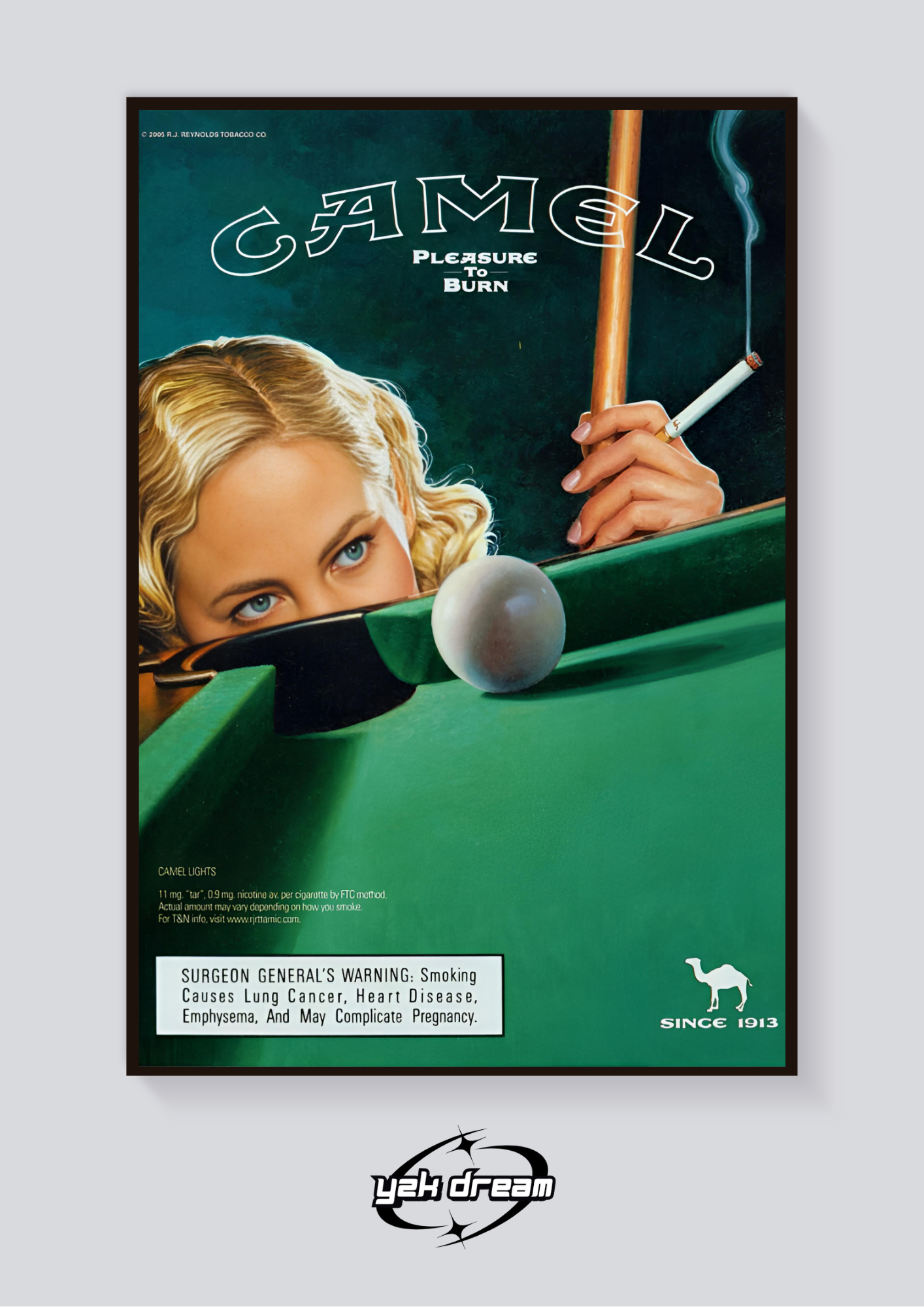 Y2K Camel Pool Table Ad Poster