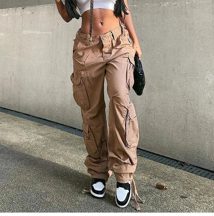 Cargo Y2K Baggy Low Waist Straight Trousers
