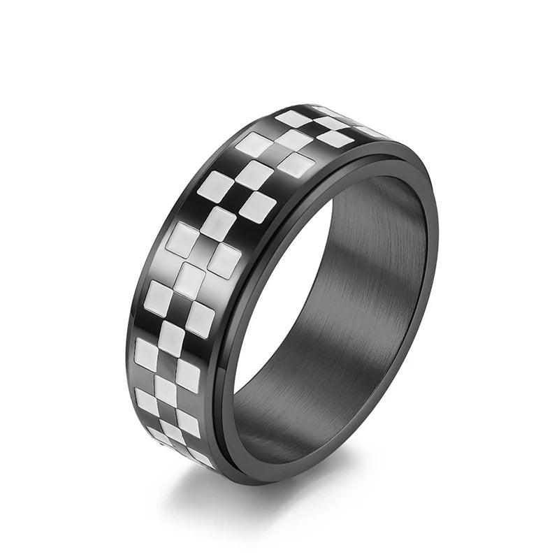 Checkered Spinning Band Ring