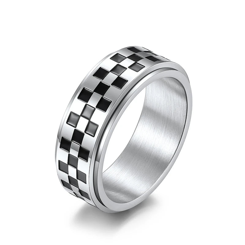 Checkered Spinning Band Ring