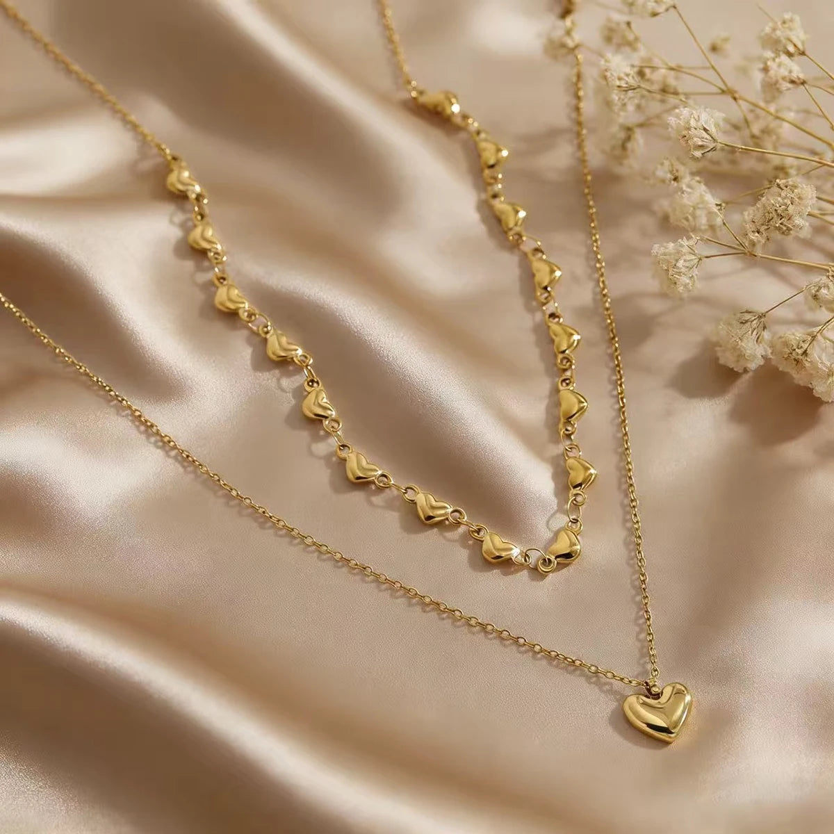 Chic Y2K Love Hearts and Heart Pendant Layered Necklace