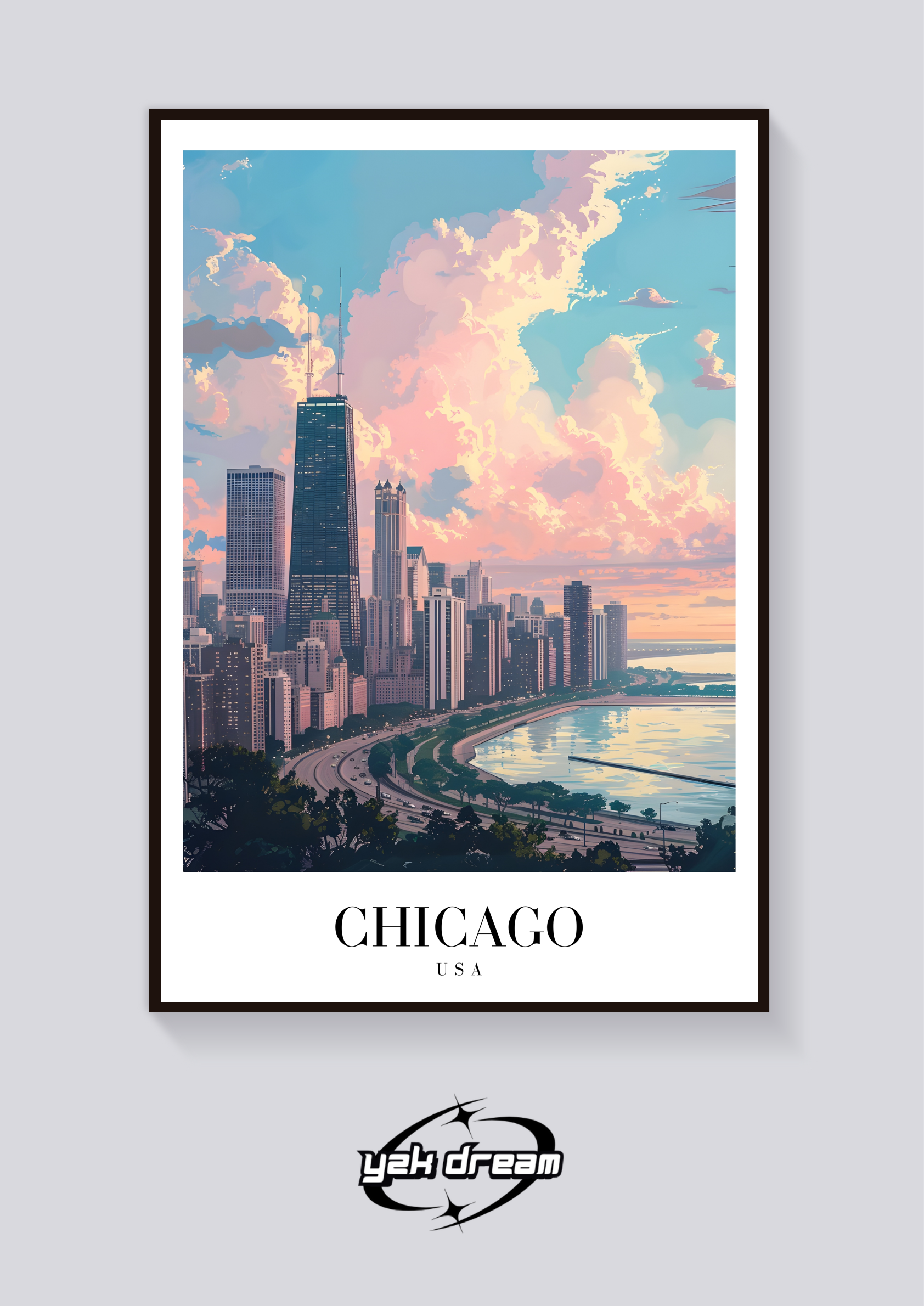 Chicago Skyline Vintage Poster