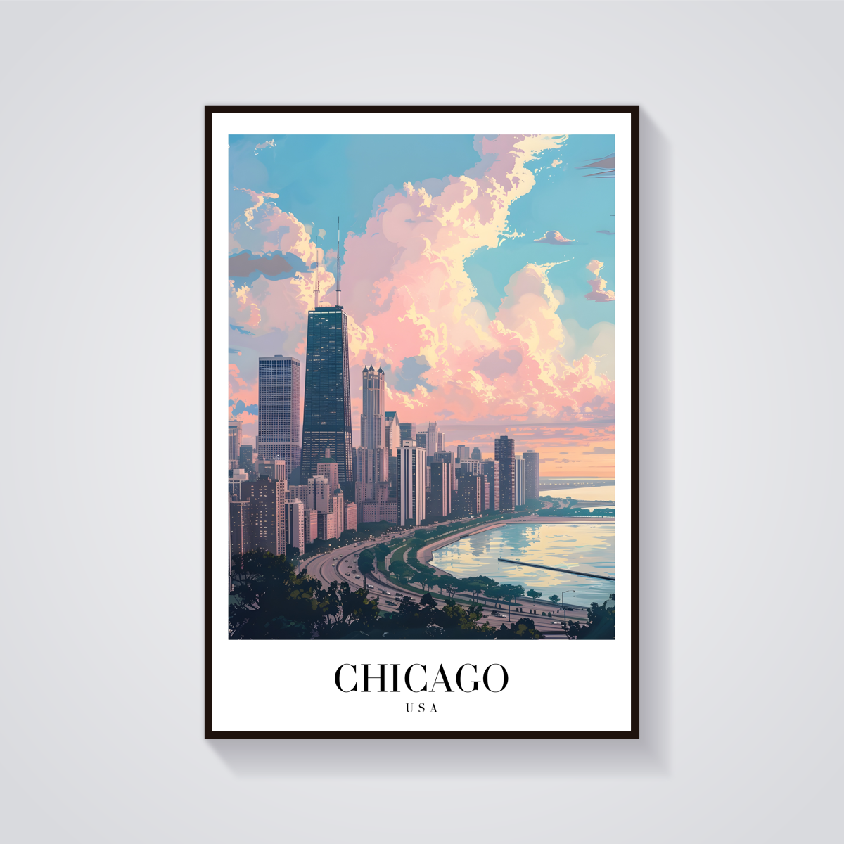 Chicago Skyline Vintage Poster