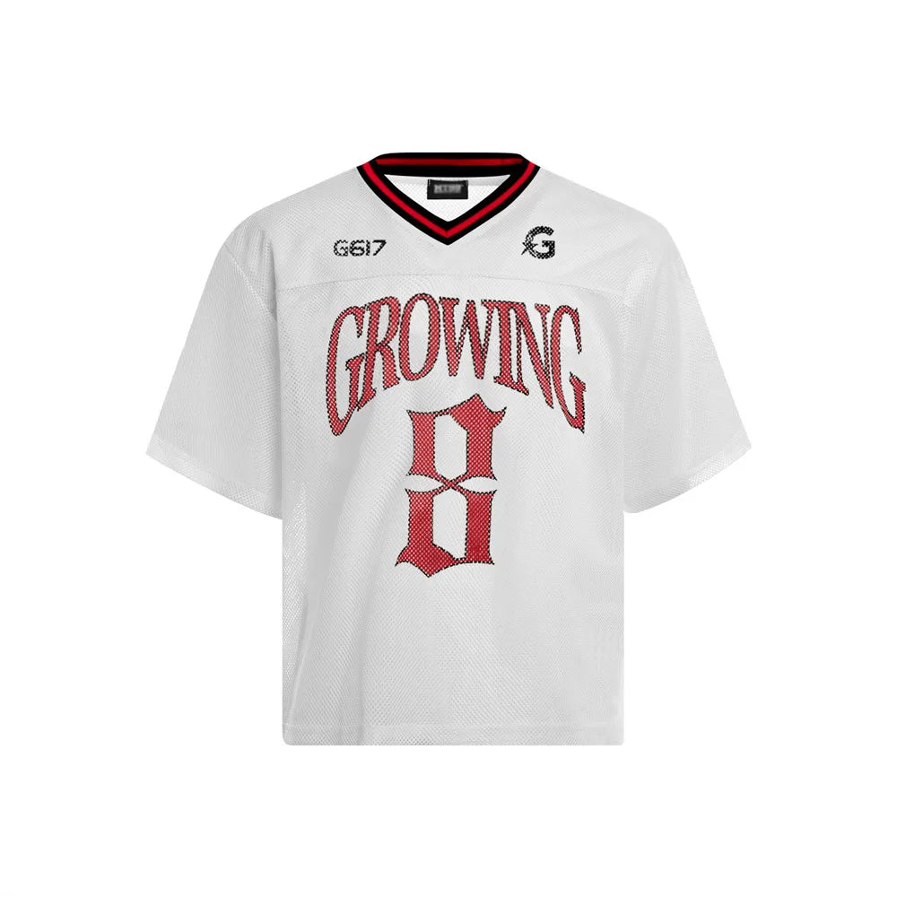 Classic Football "Growing" Y2K Mesh V Neck Jersey