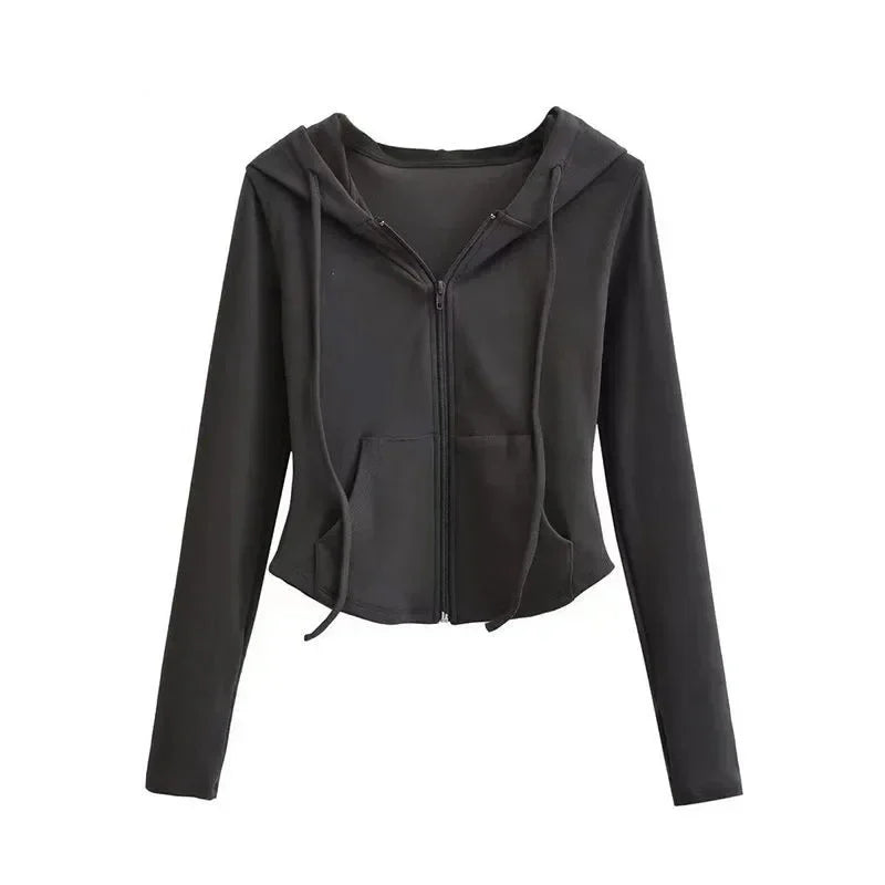 Cropped Zip Up Y2K Slim Fit Hoodie
