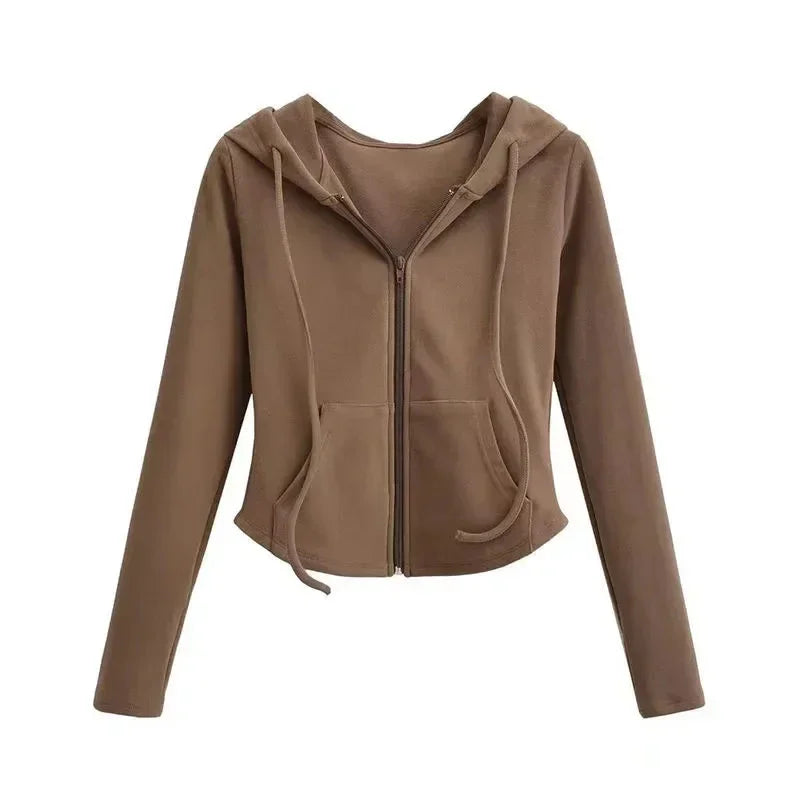 Cropped Zip Up Y2K Slim Fit Hoodie