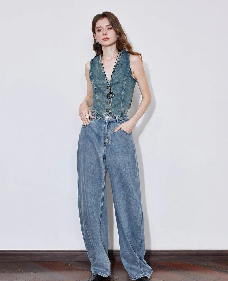 Denim Y2K Mid Waist Boyfriend Fit Jeans