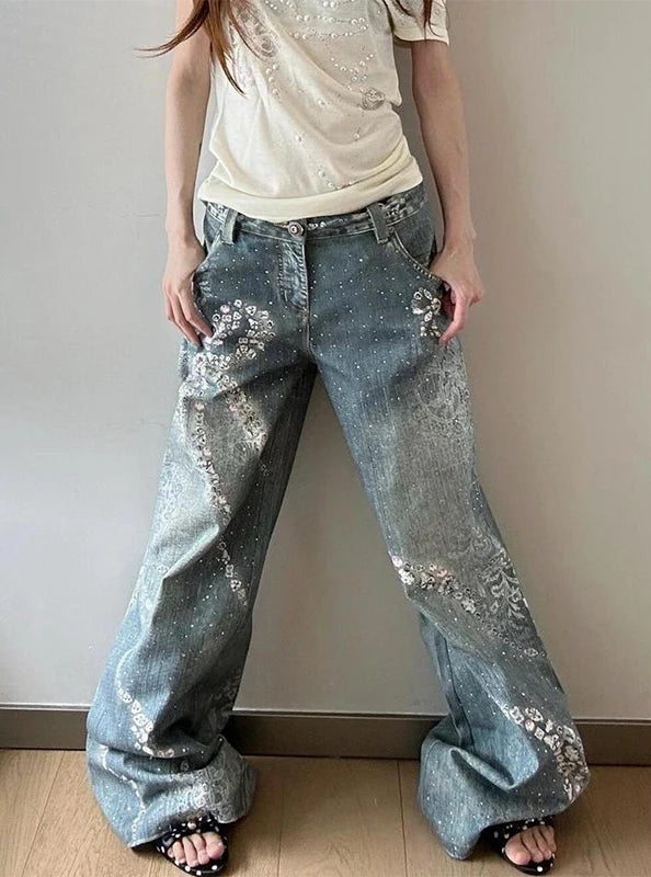 Distressed Y2K Baggy Grunge Star Denim Jeans