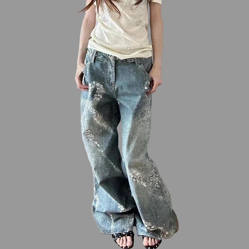 Distressed Y2K Baggy Grunge Star Denim Jeans