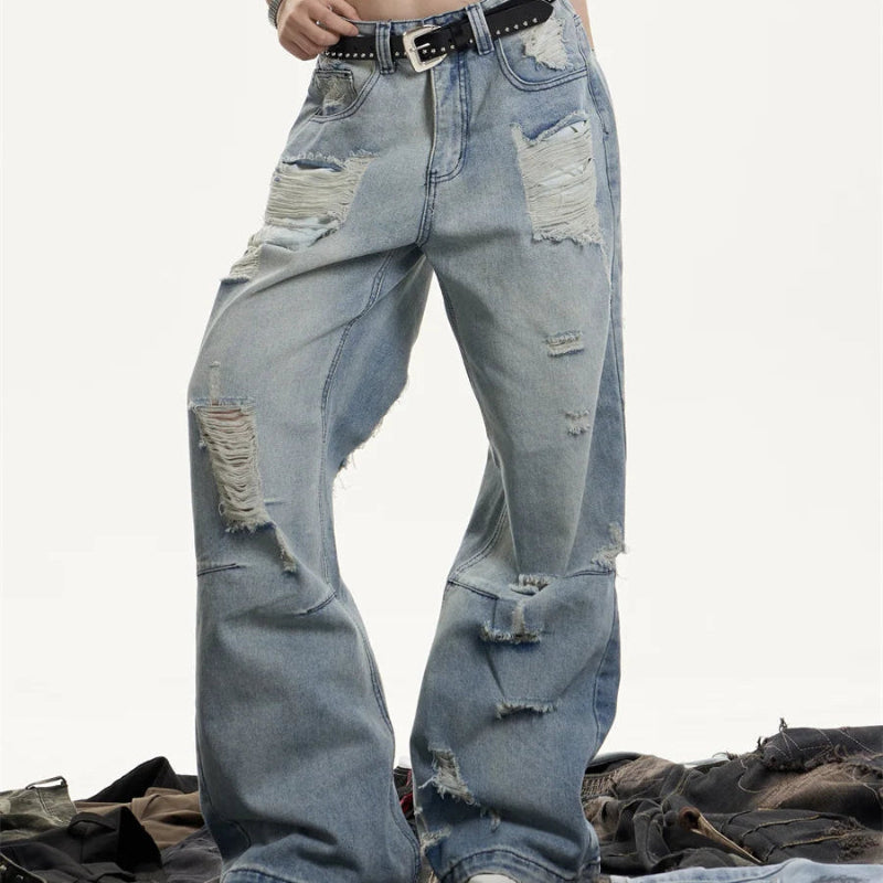 Distressed Y2K High Waist Flared Jeans