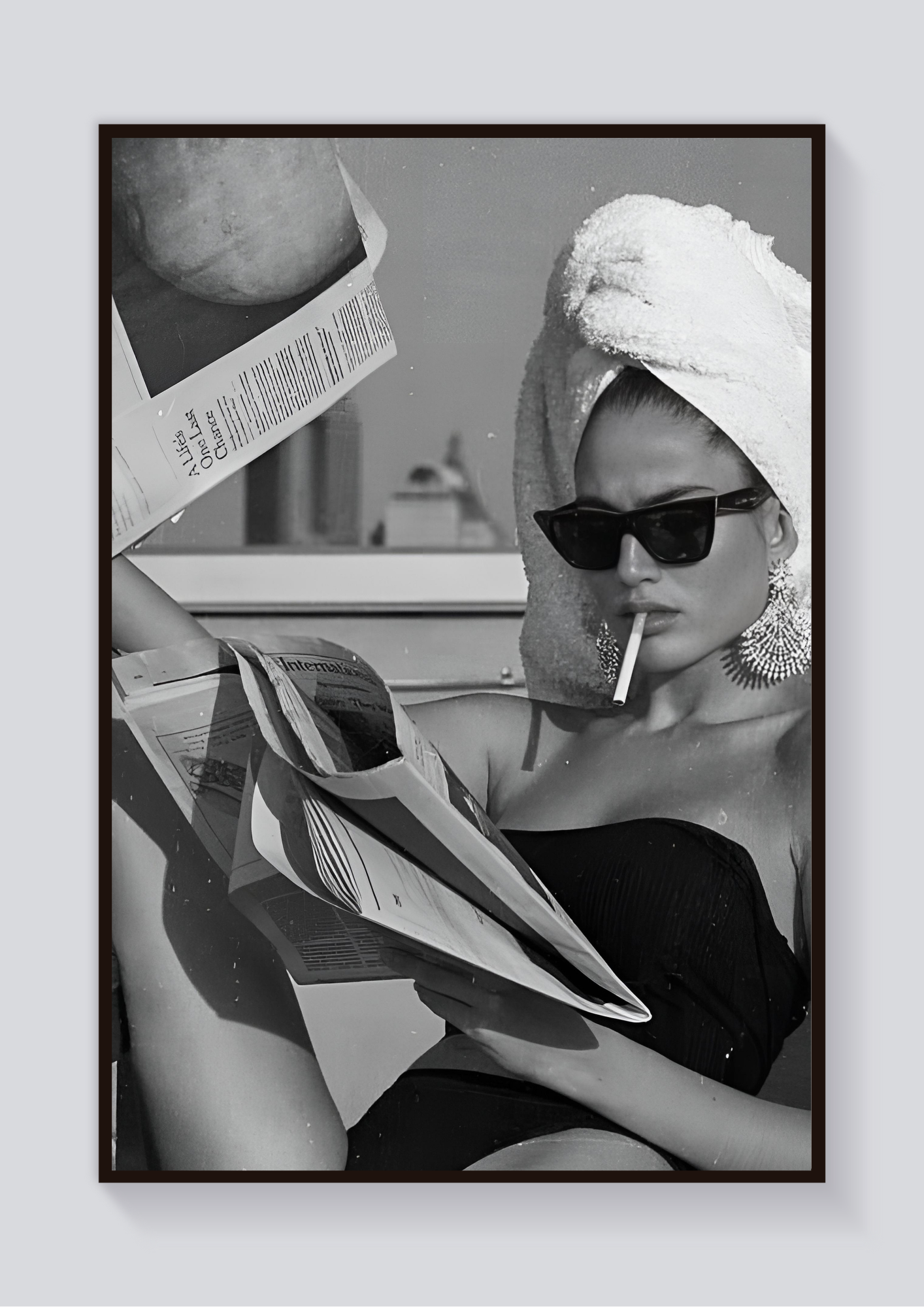 Y2K Poolside Cig Greyscale Poster