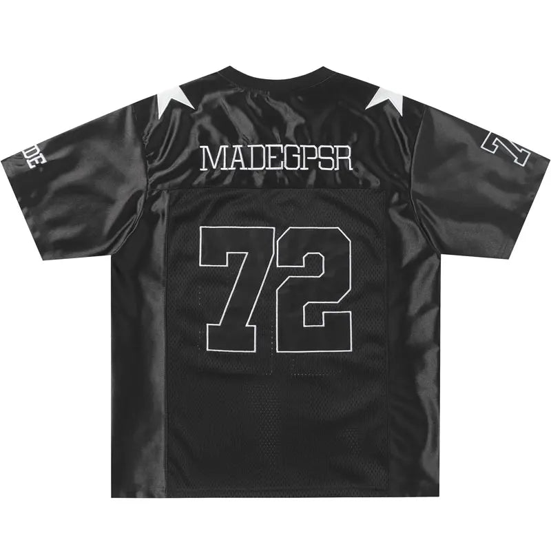 Embroidered Star Patchwork Y2K Mesh Football Jersey
