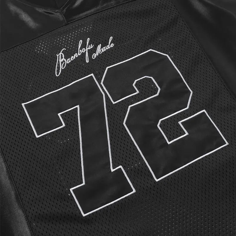 Embroidered Star Patchwork Y2K Mesh Football Jersey