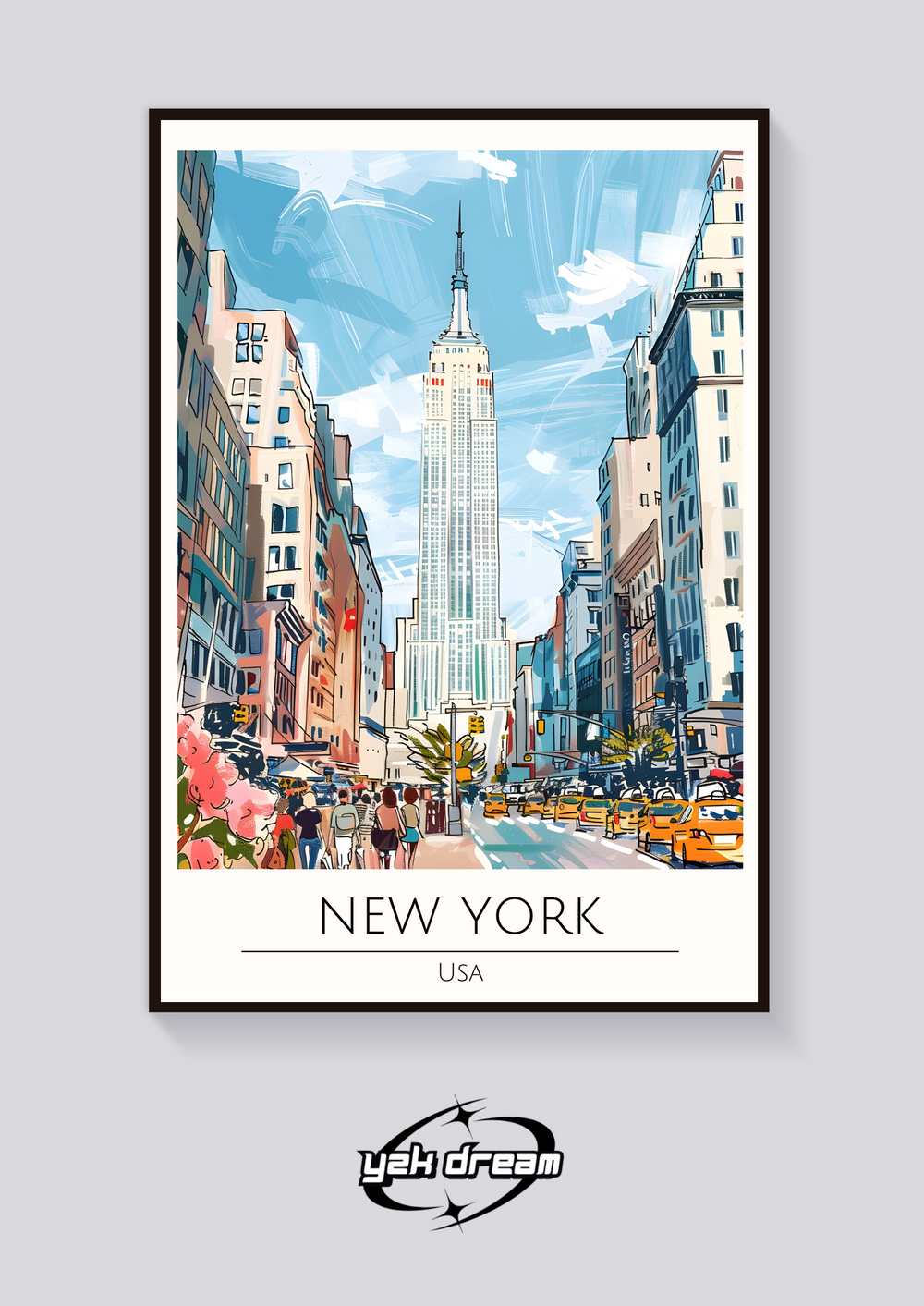New York City Empire State Building Art Deco Travel Poster Print