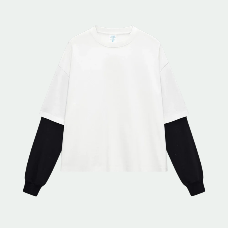 Essentials Y2K Origin 280gsm Mock Two Piece Long Sleeve Top