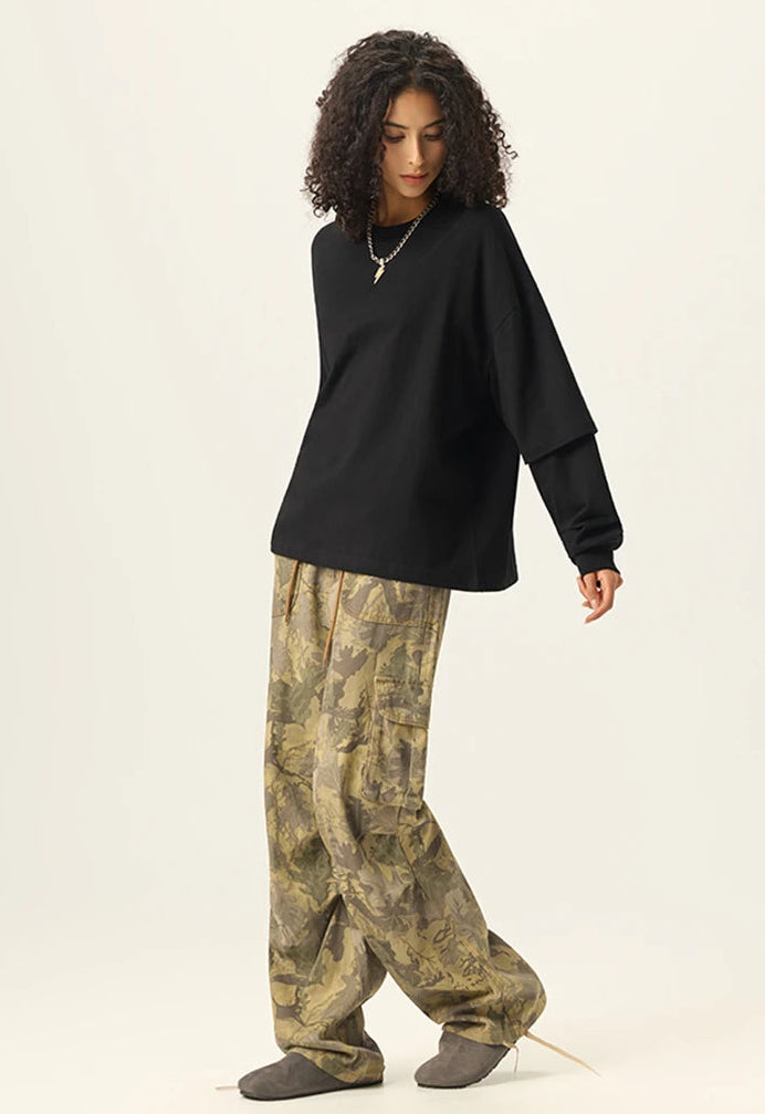 Essentials Y2K Origin 280gsm Mock Two Piece Long Sleeve Top