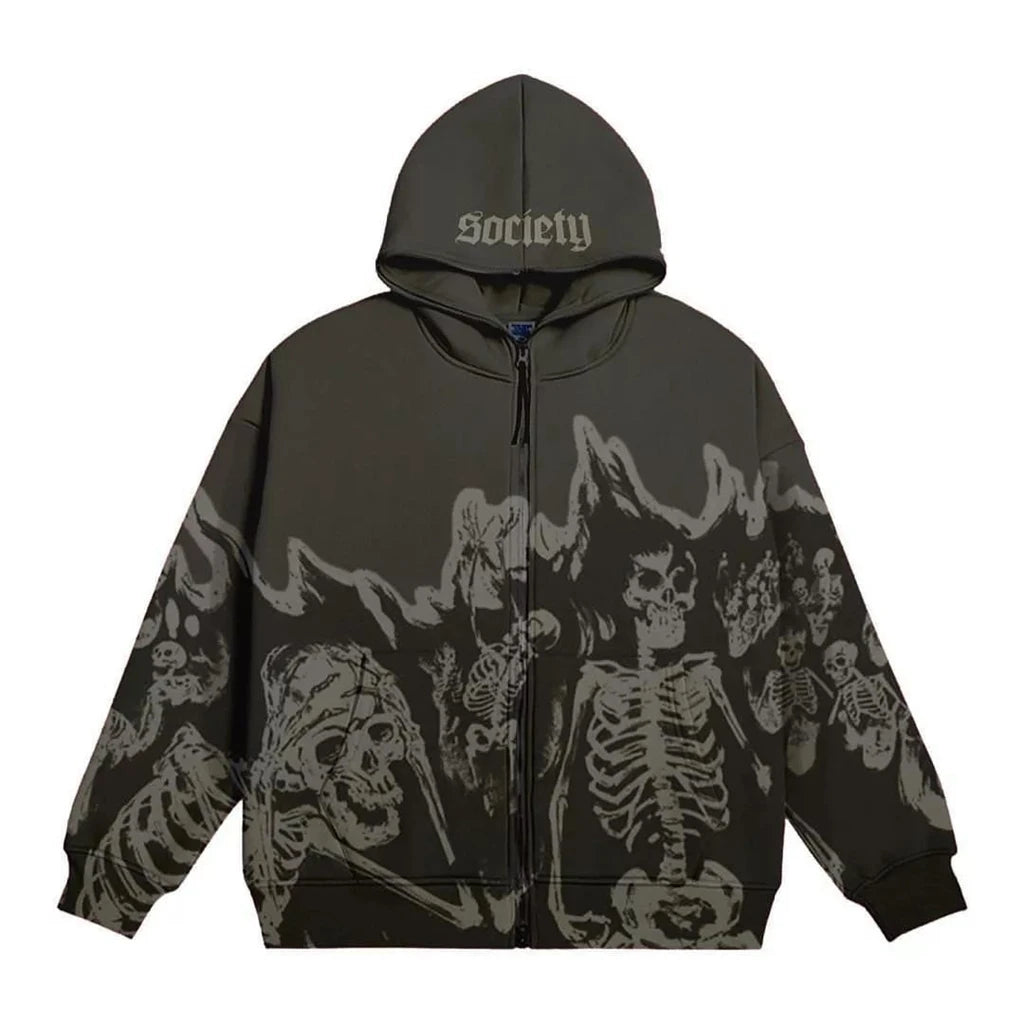 God's Smite Y2K Graphic Zip Up Hoodie