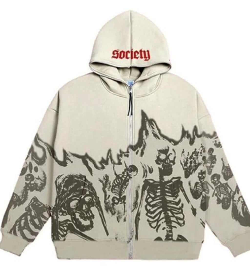 God's Smite Y2K Graphic Zip Up Hoodie
