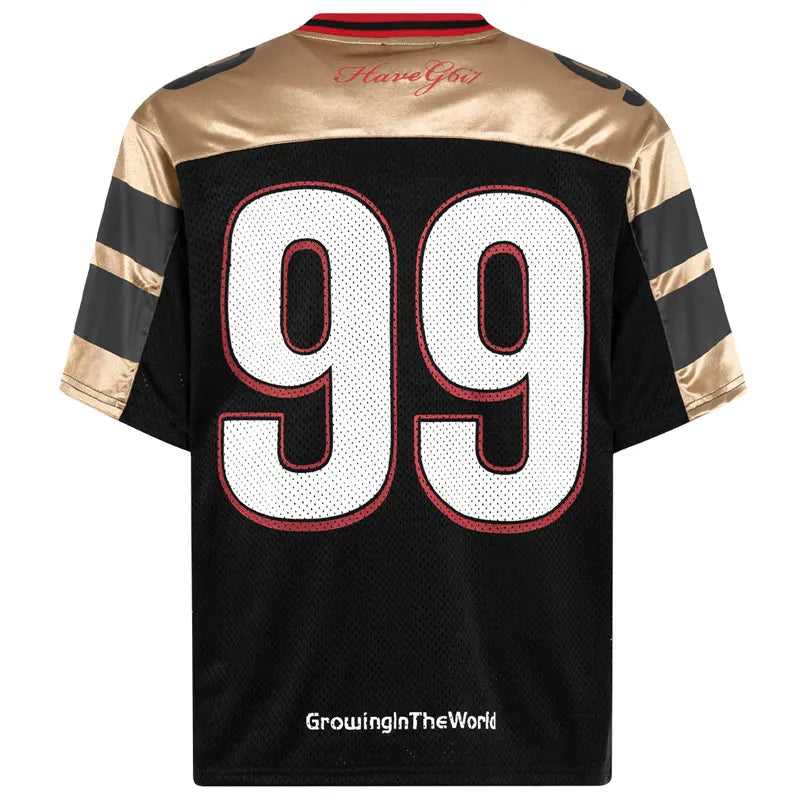 Gold Accent "Growing the World" Y2K Football Jersey
