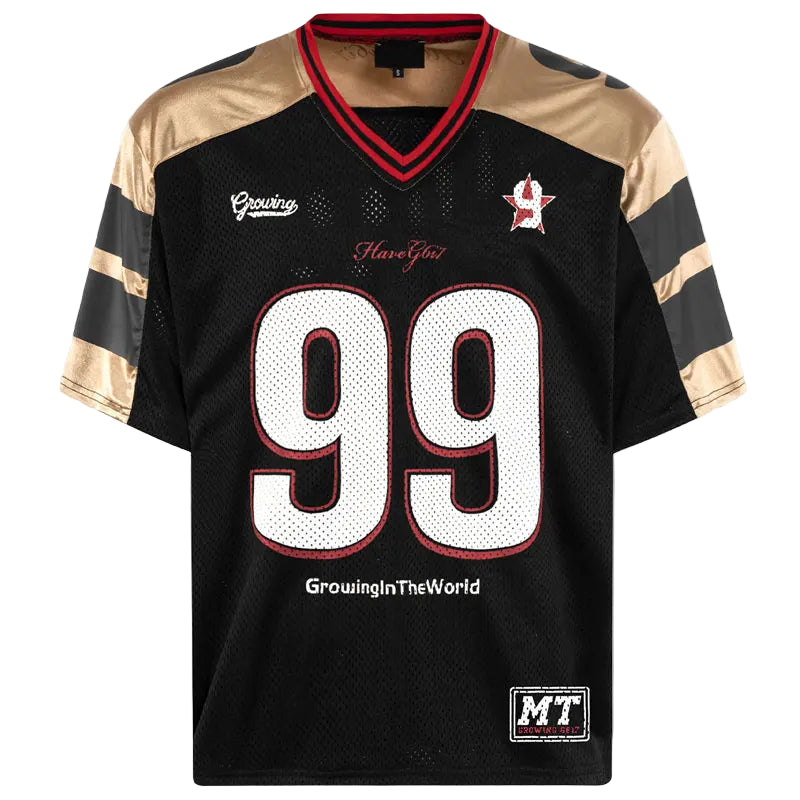 Gold Accent "Growing the World" Y2K Football Jersey