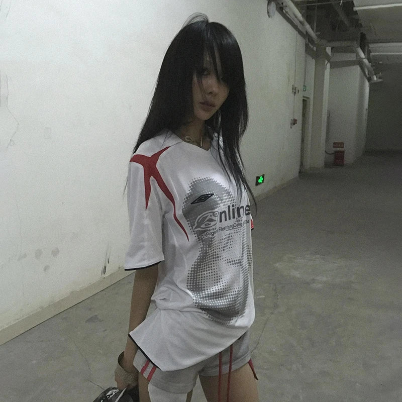 Grunge Y2K Aesthetic Football Jersey