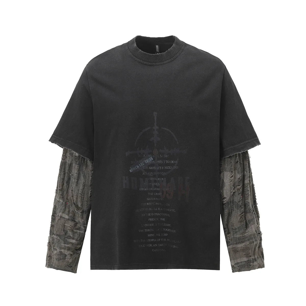 Grunge Y2K Mock Layered Long Sleeve Top