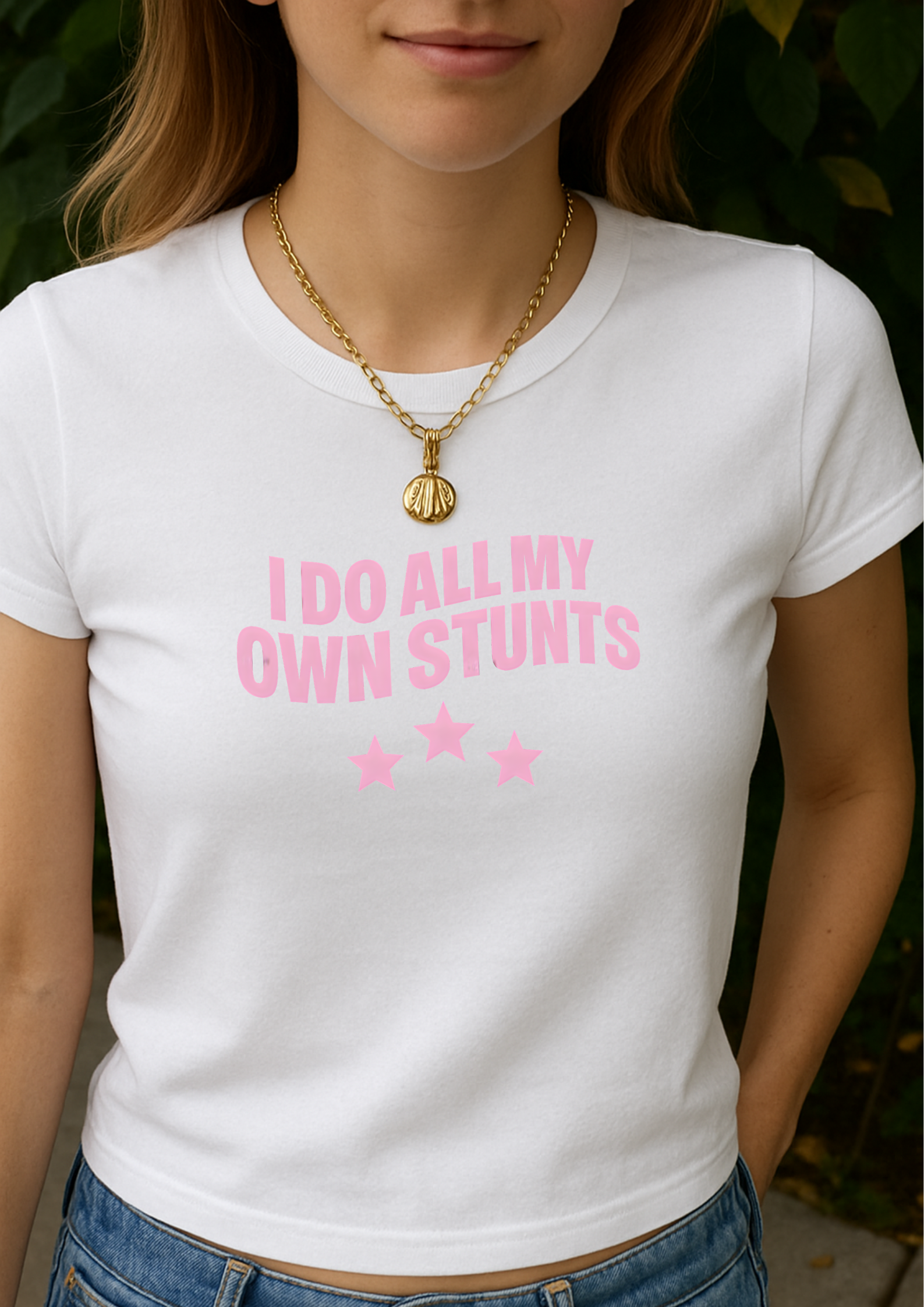 I Do All My Own Stunts Graphic Baby Tee