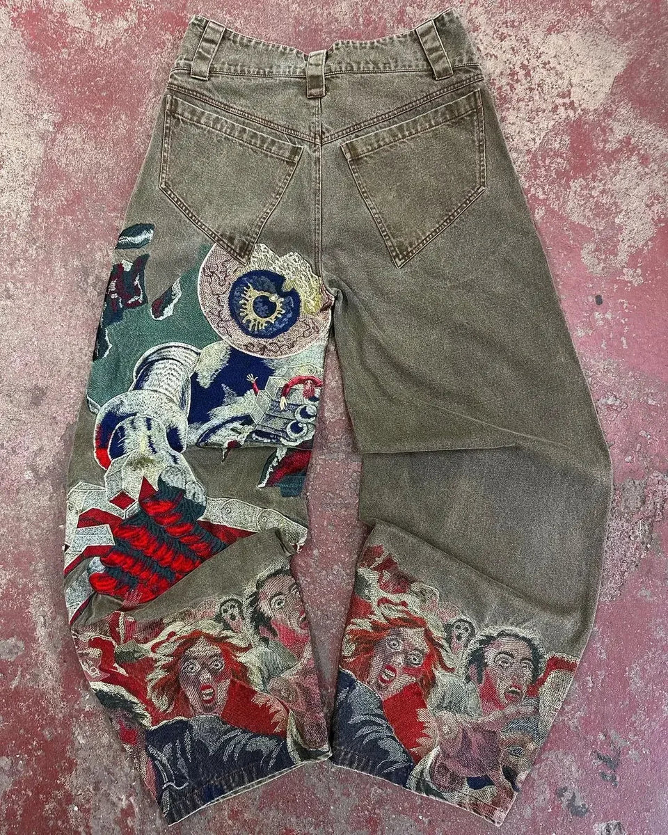 Japanese Embroidered Y2K Jeans Japanese Embroidered Y2K Jeans