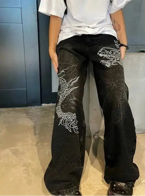 Japanese Embroidered Y2K Jeans