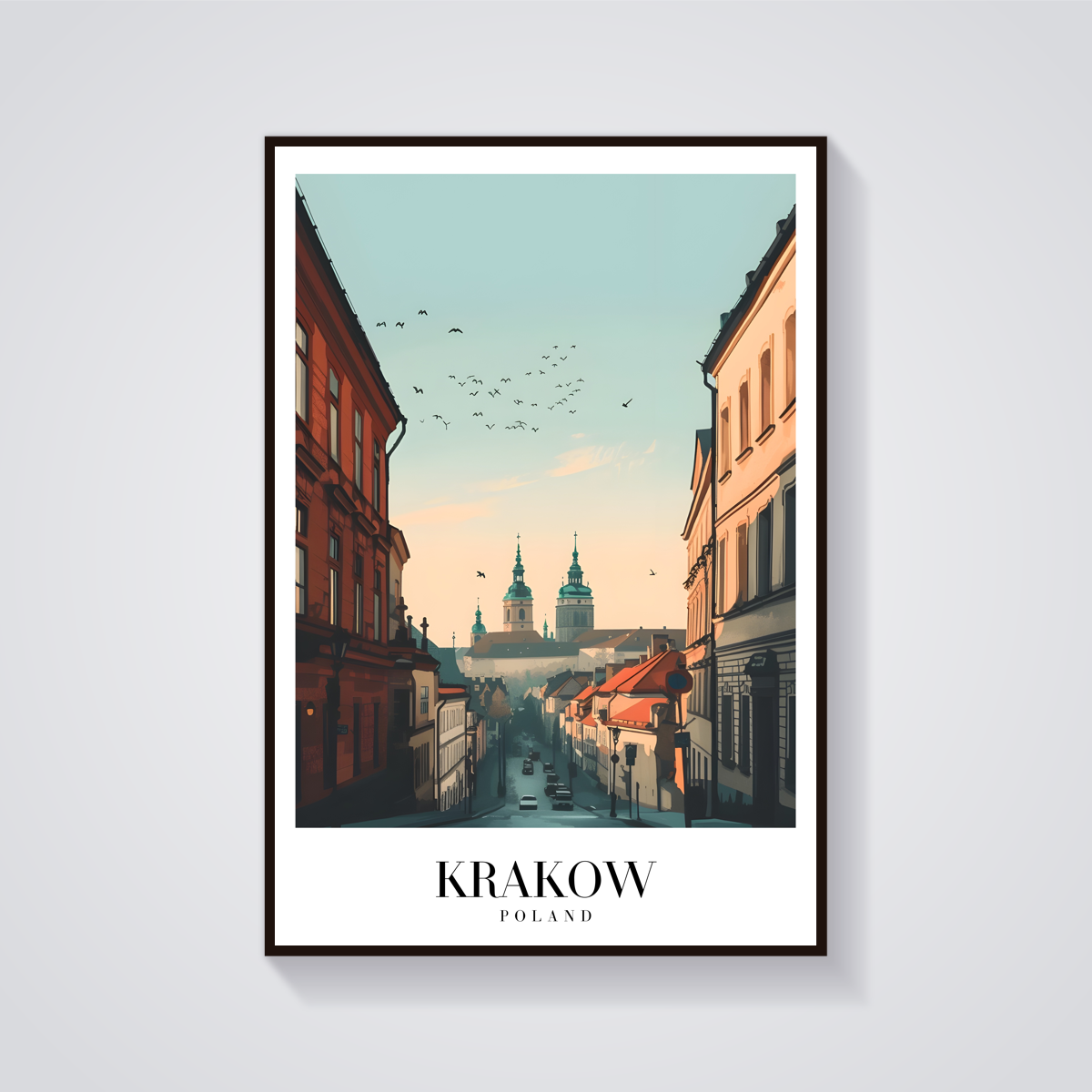 Krakow Poland Vintage Travel Poster