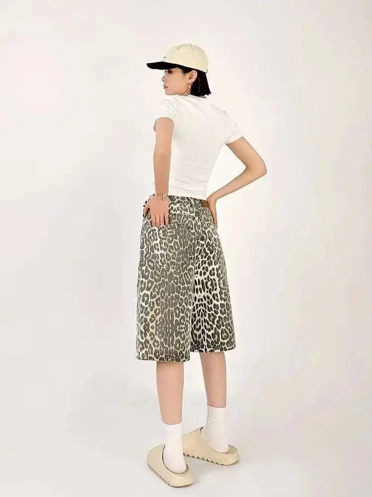 Leopard Print Womens Y2K Jorts