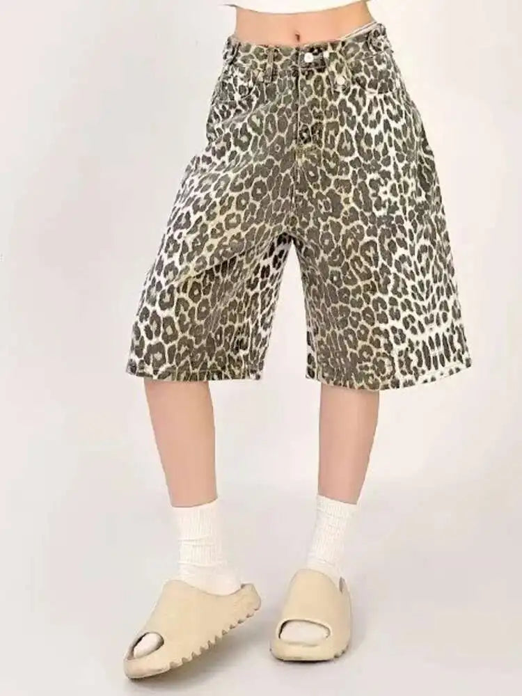 Leopard Print Womens Y2K Jorts